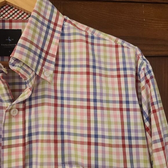 Tailorbyrd Mens Button Down Checked Dress Shirt - Picture 2 of 8